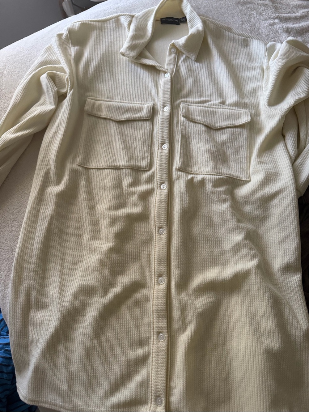PrettyLittleThing Cream Lightweight Button-Up Shirt Jacket